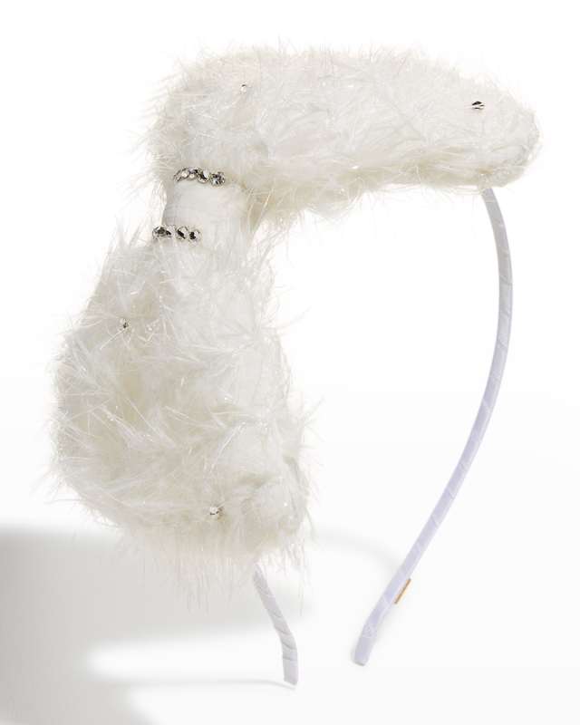 Girl's Crystal Embellished Tinsel Bow Headband